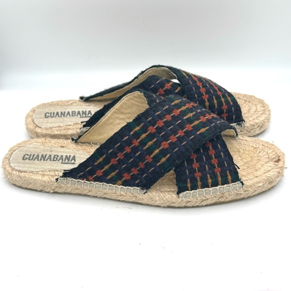 GUANABANA X TODD SNYDER Navy & Orange Crossed Bands Espadrilles Slides Size 43 - Picture 3 of 9